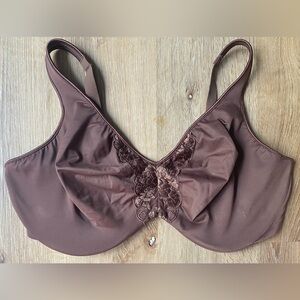 Bali Passion for Comfort Dreamwire Underwire Satin Bra with Lace in Brown